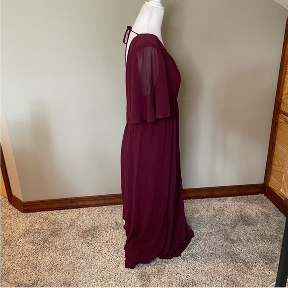 Show Me Your Mumu Faye Flutter Maxi Dress Merlot Chiffon Extra Extra Large NWT - Picture 6 of 14